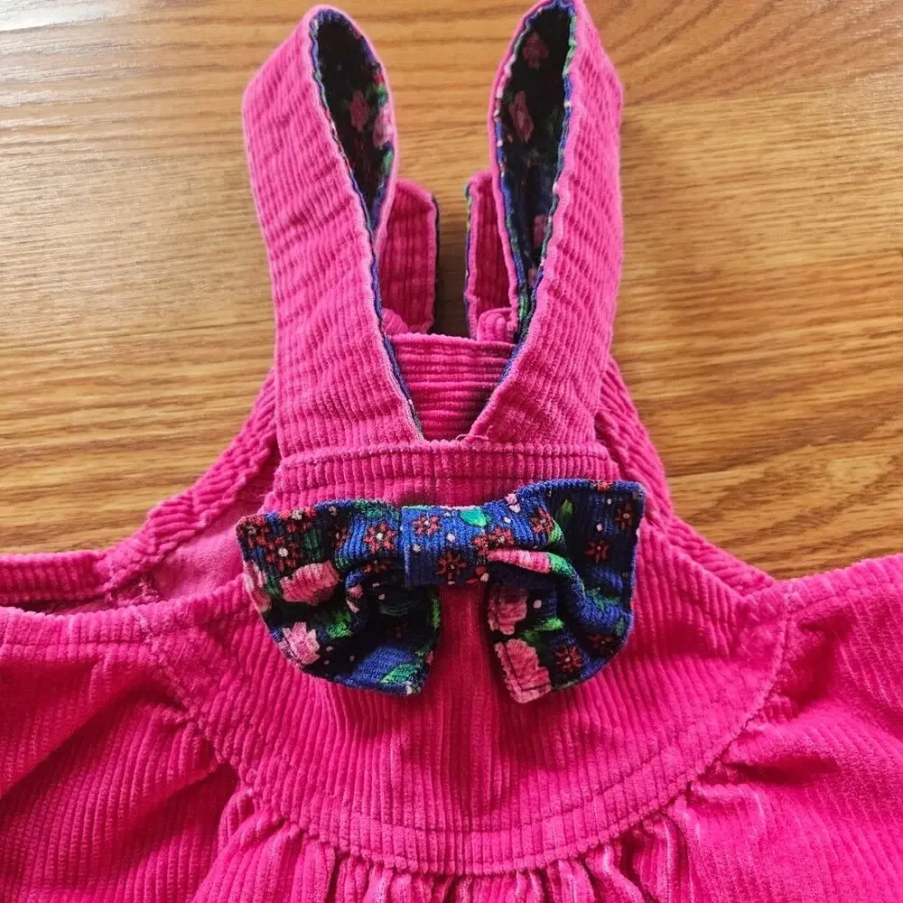 Vintage Oshkosh Floral Corduroy Pink Dress Size 3T